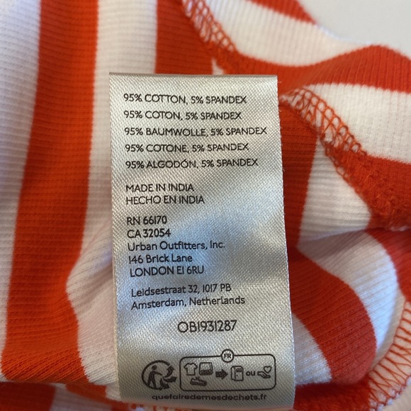 🆕 ANTHROPLOGIE'S MAEVE Red Orange Chevron Striped Front-Zip Scoopneck Top XS - Picture 13 of 14